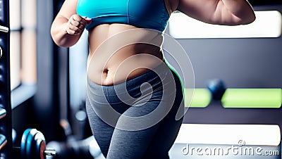 Overweight female athlete exercising at the gym Stock Photo