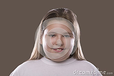 Overweight Girl Smiling Stock Photo