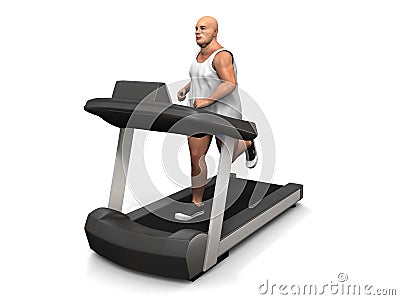Overweight man on the treadmill Cartoon Illustration