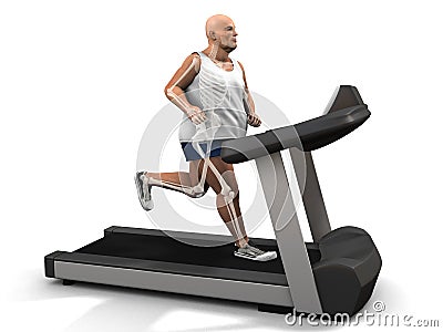 Overweight man on the treadmill Cartoon Illustration