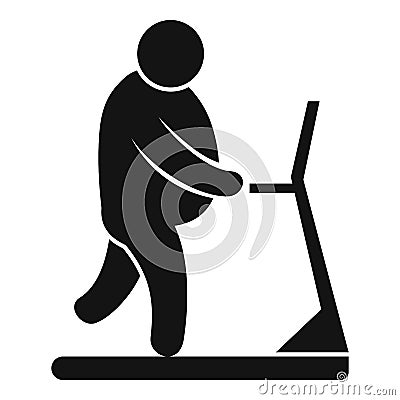 Overweight man on treadmill icon, simple style Vector Illustration