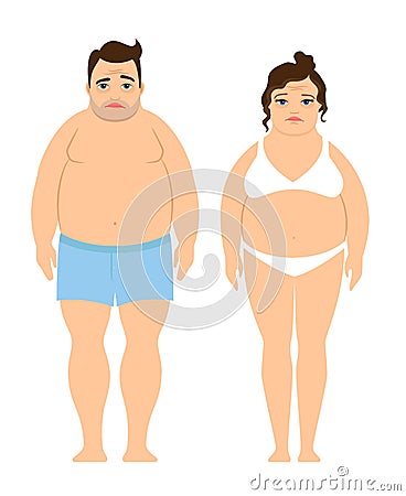 Overweight man and woman Vector Illustration