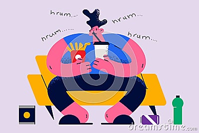 Overweight, obesity and unhealthy eating concept Vector Illustration