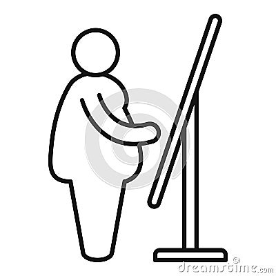 Overweight person look mirror icon, outline style Vector Illustration