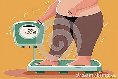Overweight problem fat person measuring control generative ai Stock Photo