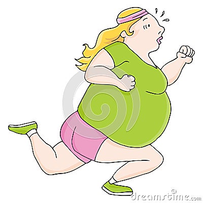 Overweight Runner Vector Illustration