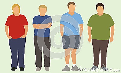 Overweight teen boys Vector Illustration