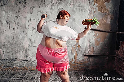 Overweight woman, fight against obesity concept Stock Photo