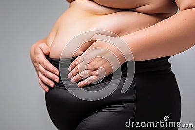 overweight woman, obesity belly generative ai Stock Photo