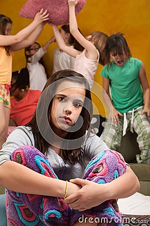 Overwhelmed Babysitter Stock Photo