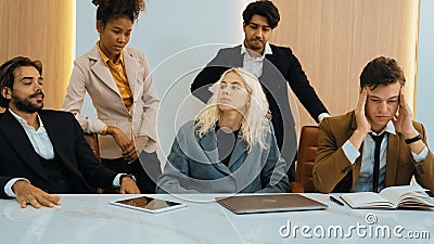 Overwhelming task and hardship in ornamented office workplace. Stock Photo