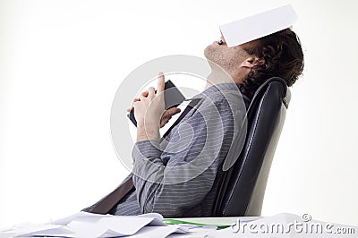 Overworked businessman Stock Photo