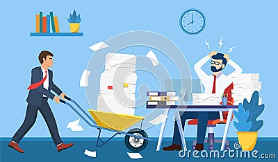 Overworked in the office. Vector Illustration