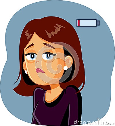 Tired Woman Feeling Exhausted and Sleepy Vector Illustration