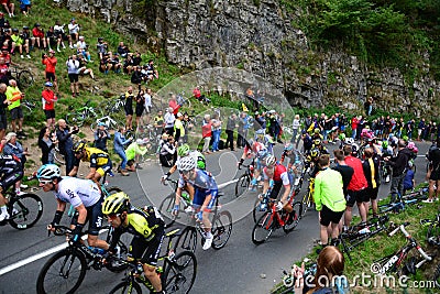 Ovo Energy Tour of Britain Stage Three. Cheddar Gorge, England Editorial Stock Photo