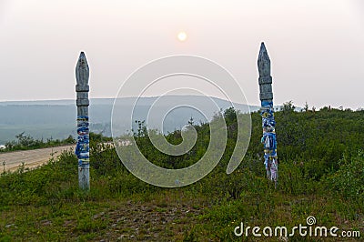 Place of worship of local spirits in Buryat culture Editorial Stock Photo