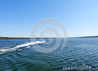 Owasco Lake watercraft having fun with social distancing Stock Photo