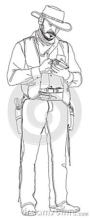 Ð¡owboy with a revolver Vector Illustration