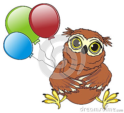 Owl with balloons Stock Photo