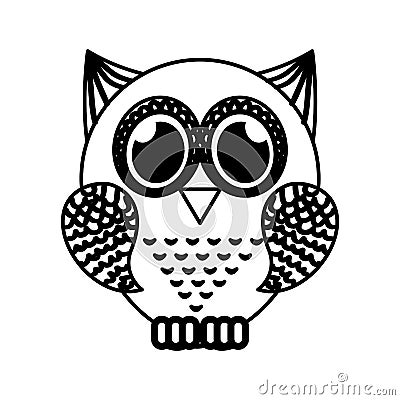 Owl bird isolated icon Vector Illustration