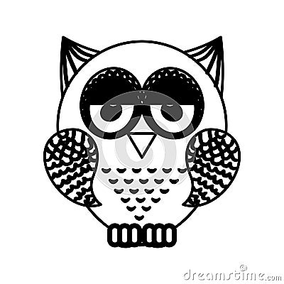 Owl bird isolated icon Vector Illustration