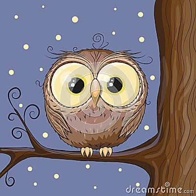 Owl on a brunch Vector Illustration