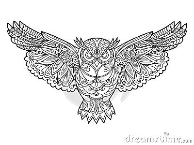 Owl coloring book for adults vector Vector Illustration