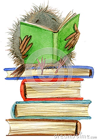Owl. cute owl. school books illustration. cartoon bird Cartoon Illustration