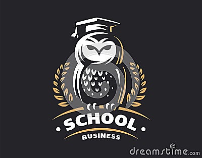 Owl education logo - vector illustration. Emblem design Vector Illustration