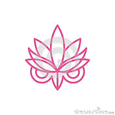 Owl eye lotus beauty line modern logo Vector Illustration