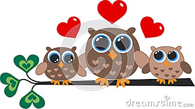 Owl family Vector Illustration