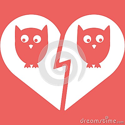 Owl Family Divorce Icon Vector Illustration