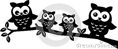 Owl family Vector Illustration