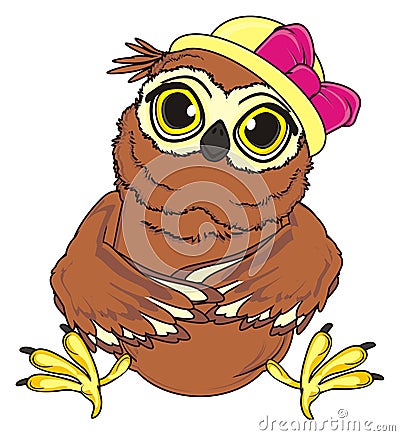 Owl girl in hat Stock Photo