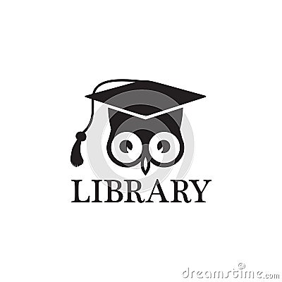 owl and graduate cap illustration. Element of library icon for mobile concept and web apps. Detailed owl and graduate cap icon can Cartoon Illustration