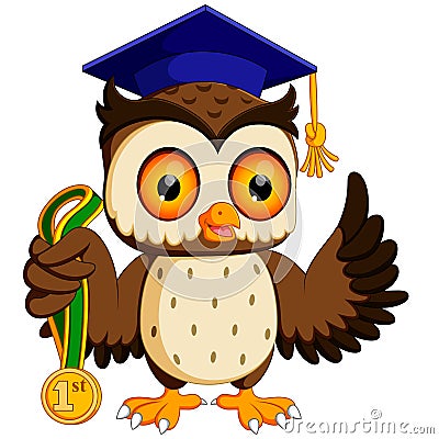 Owl in the graduate`s Vector Illustration