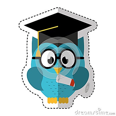 Owl with graduation hat Vector Illustration