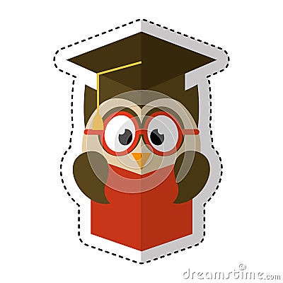 Owl with graduation hat Vector Illustration