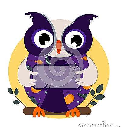 Owl for halloween very funny positive Vector Illustration