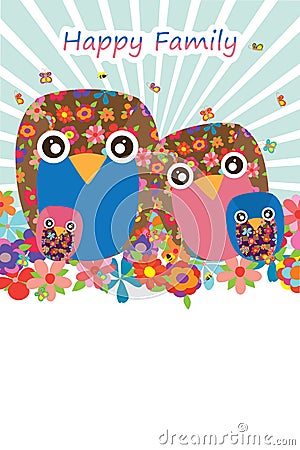 Owl handmade happy family Vector Illustration