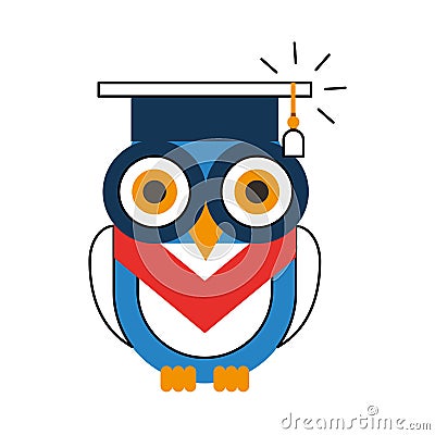 Owl with hat graduation Vector Illustration