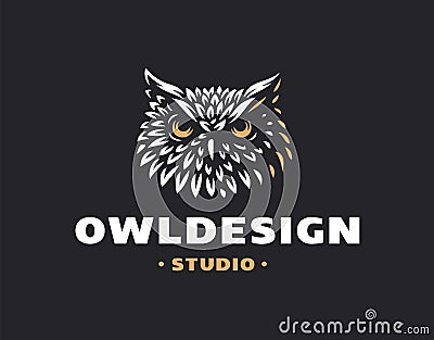 Owl head logo- vector illustration. Emblem design Vector Illustration