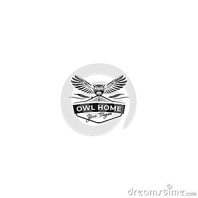 Owl Home Classic Logo Design Vector Illustration