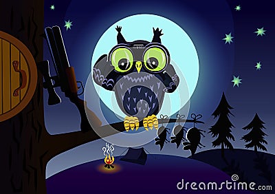 Owl on the hunt Vector Illustration