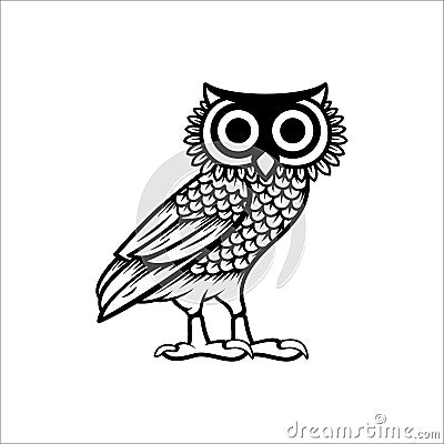 Owl illustration logo vector, owl of athena vector Vector Illustration