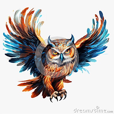 Colorful Wings: Realistic Owl Clipart With Vibrant Colors Stock Photo