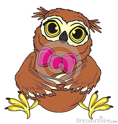 Owl with large bow Stock Photo