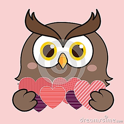 Owl with love Vector Illustration