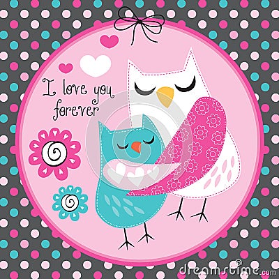 Owl love forever vector illustration Vector Illustration