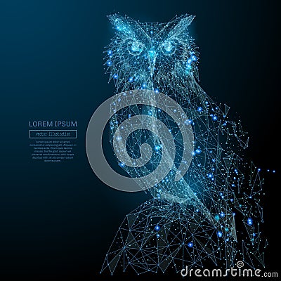 Owl low poly blue Vector Illustration